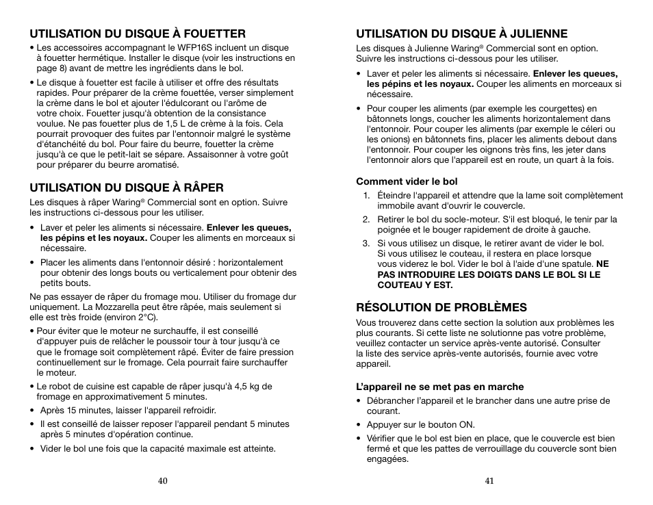 Waring WFP16SCD User Manual | Page 21 / 35