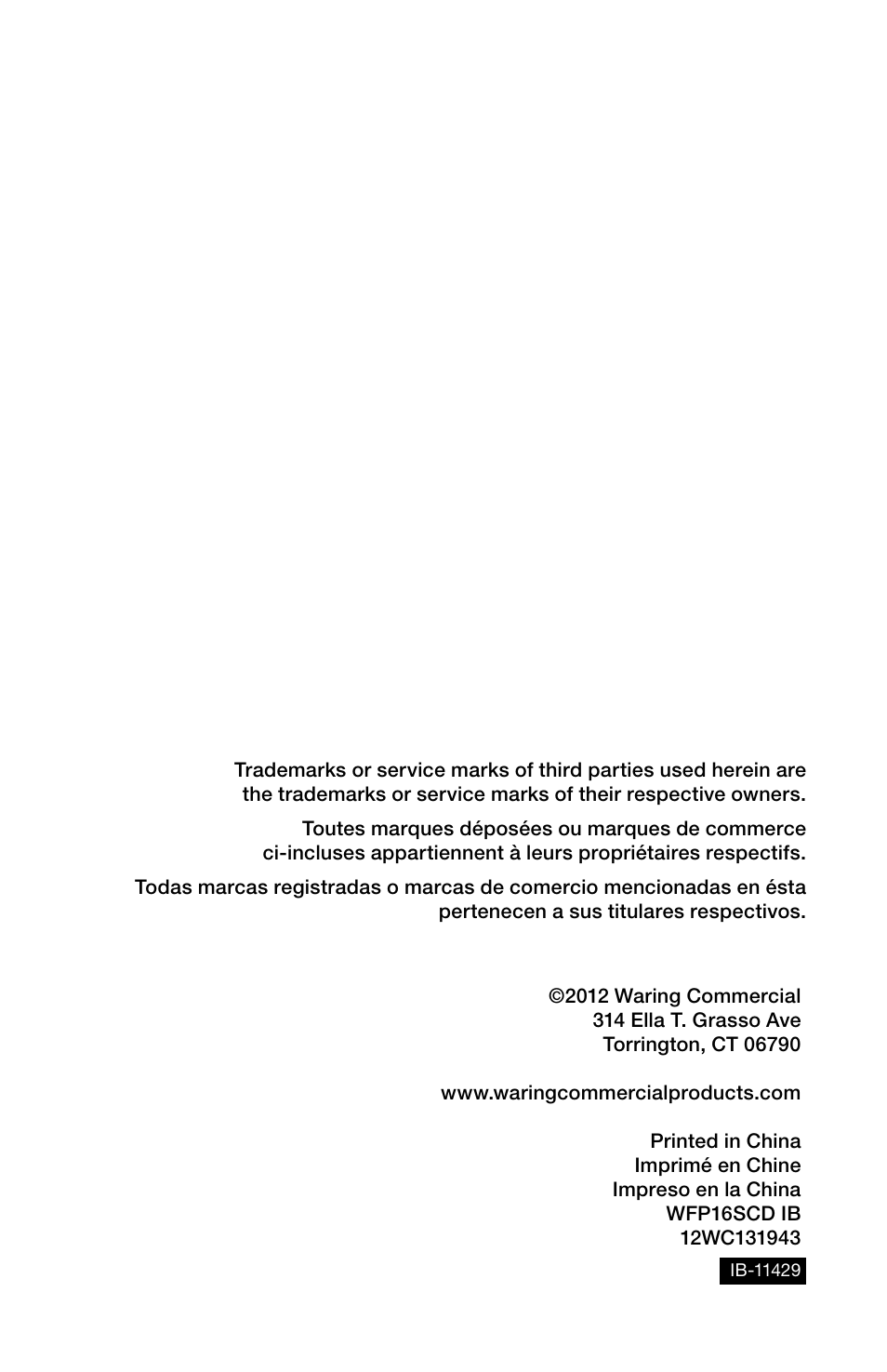 Waring WFP16SCD User Manual | Page 35 / 35