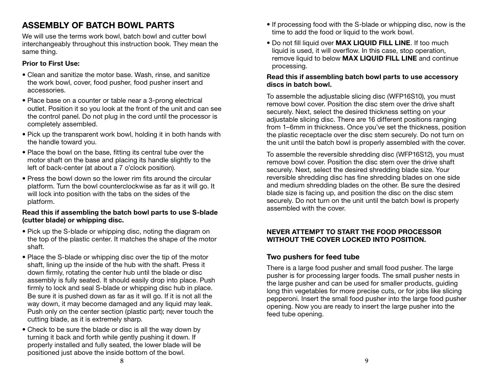 Waring WFP16SCD User Manual | Page 5 / 35