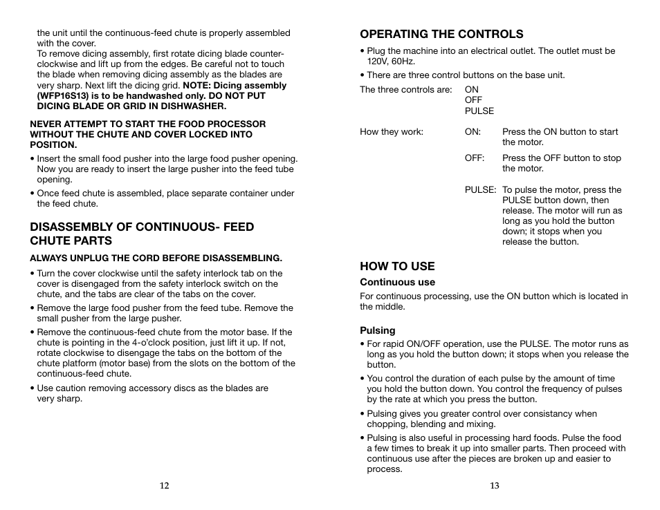 Waring WFP16SCD User Manual | Page 7 / 35