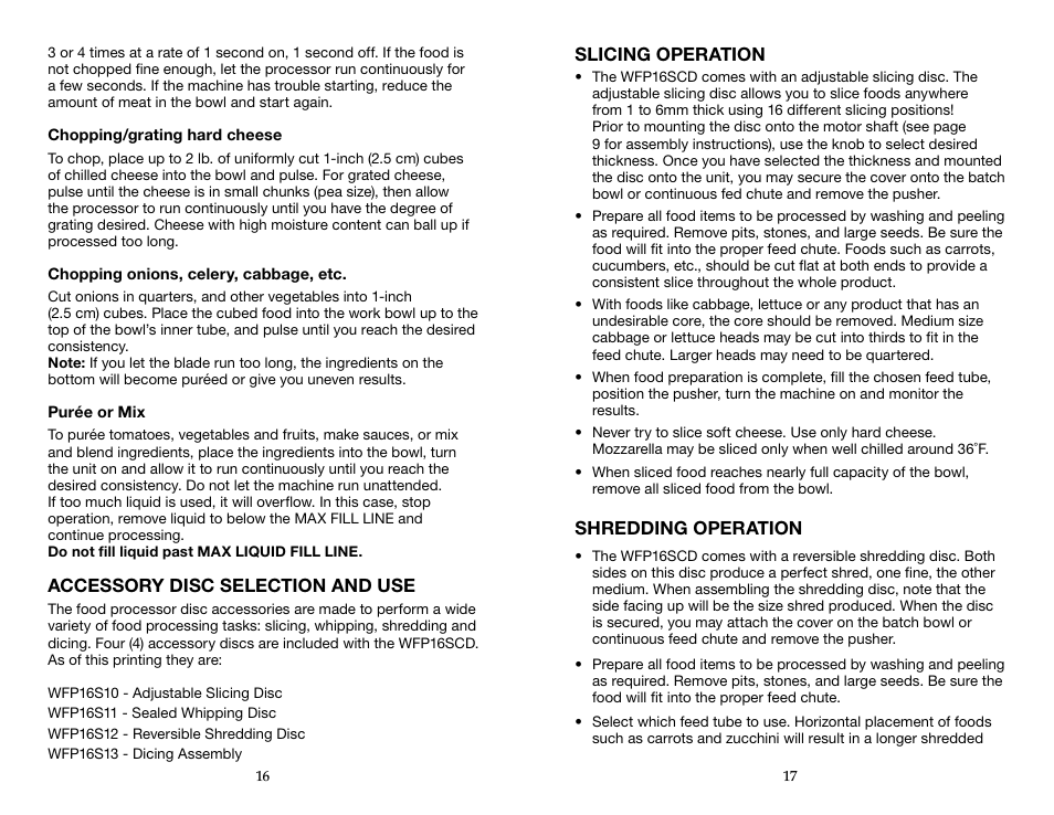 Waring WFP16SCD User Manual | Page 9 / 35