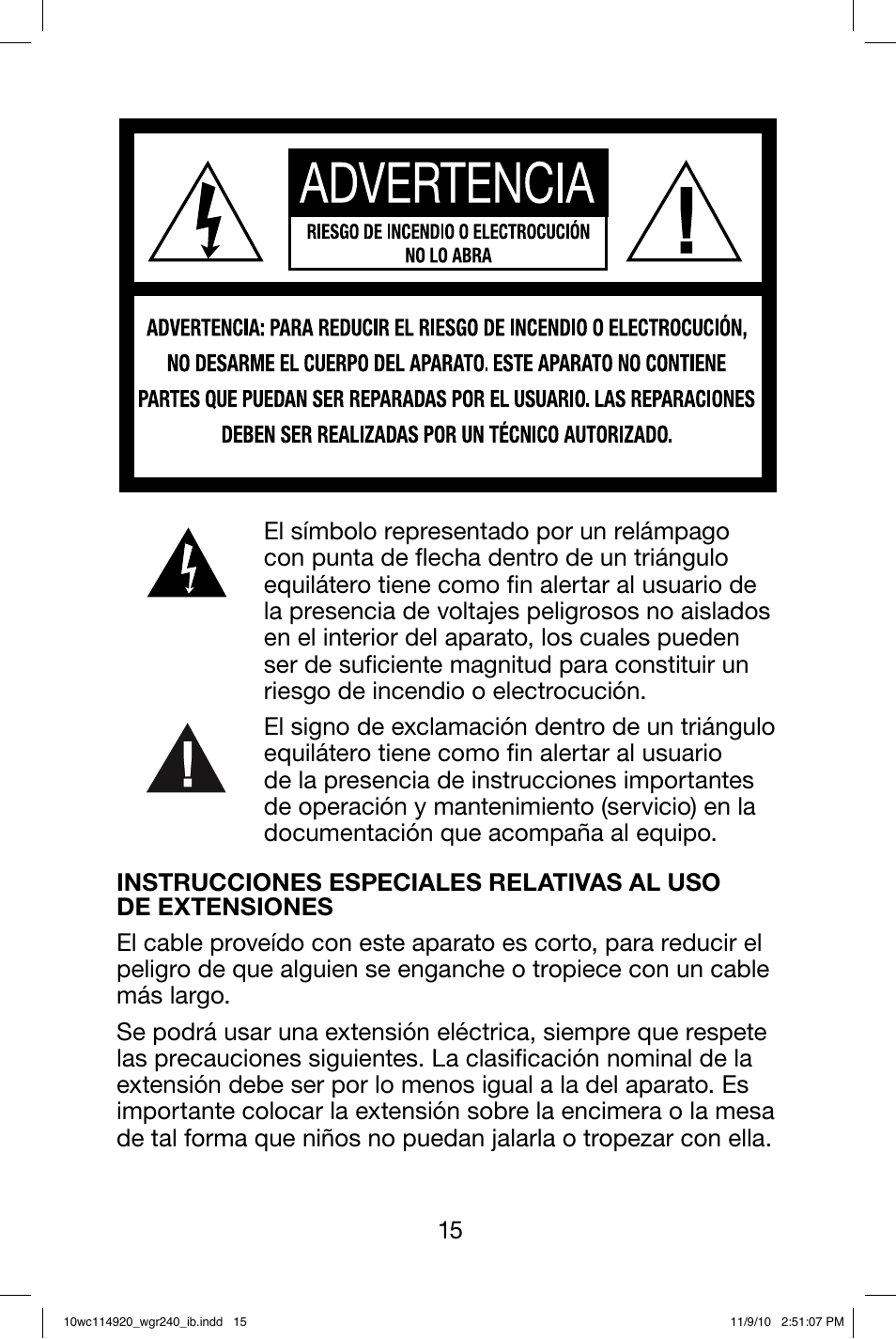 Waring WGR240 User Manual | Page 16 / 20