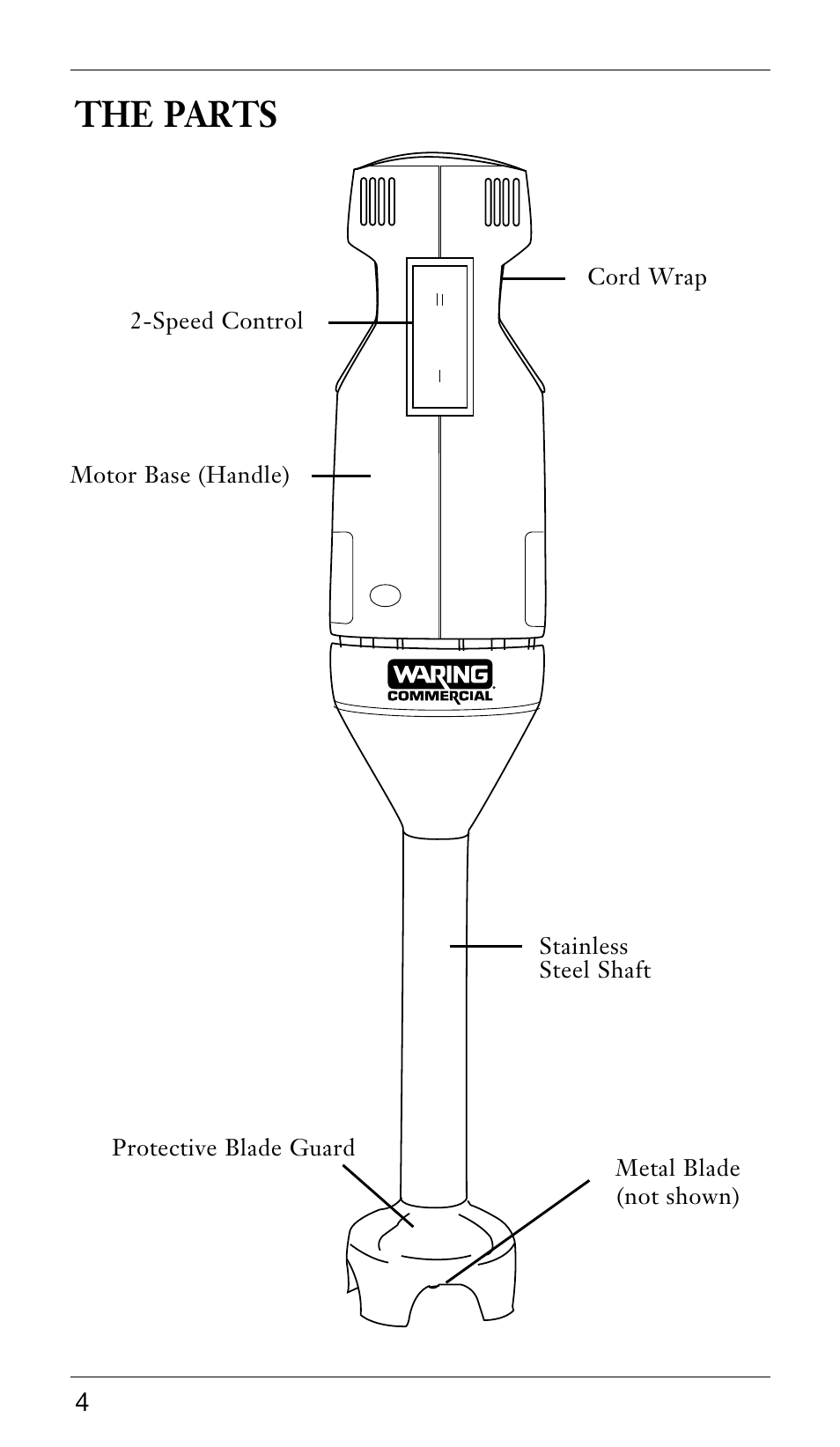 The parts | Waring WSB33X User Manual | Page 4 / 20