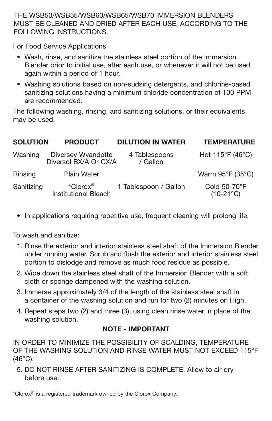 Waring WSB70 User Manual | Page 5 / 9