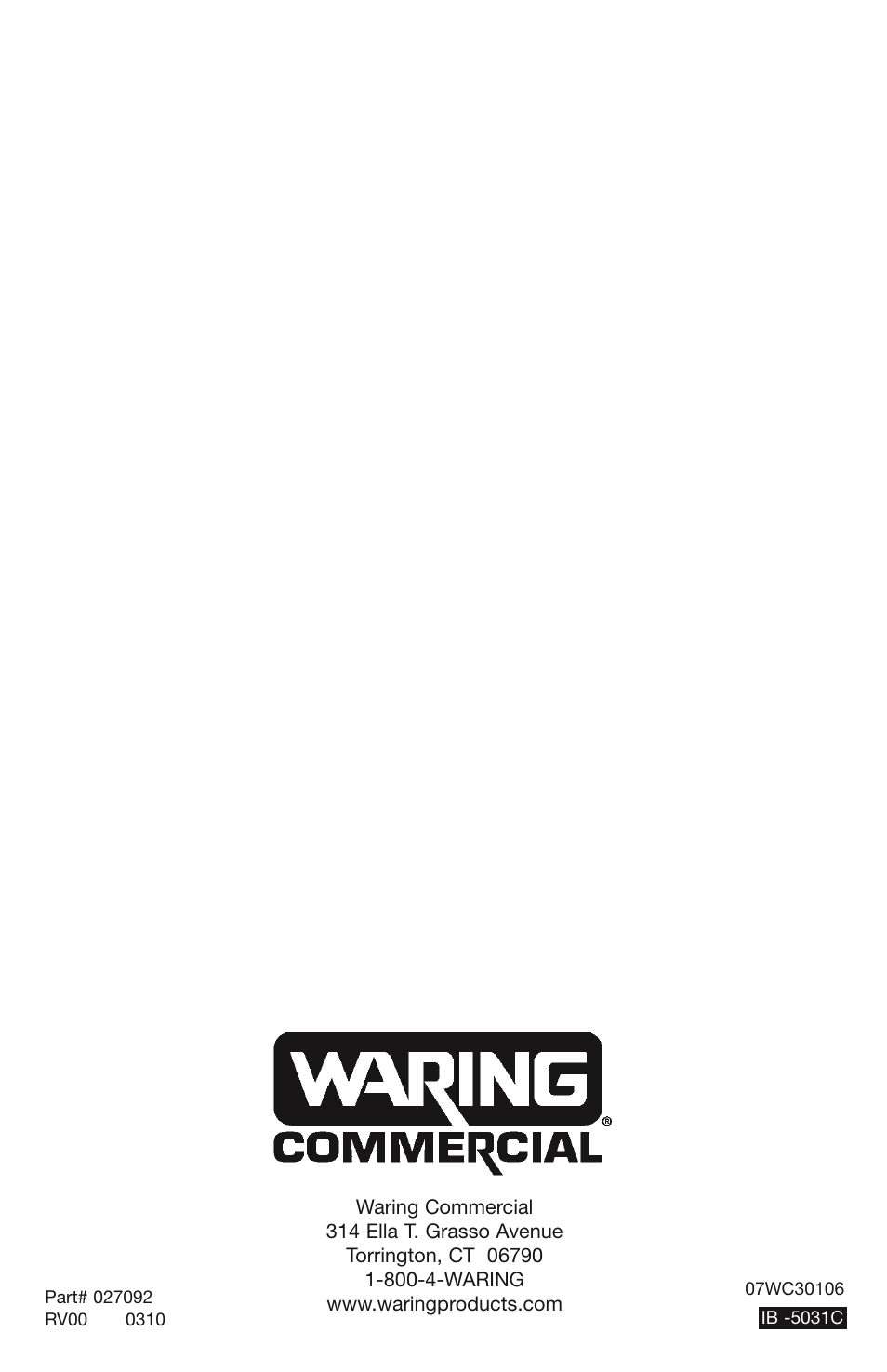 Waring WSB70 User Manual | Page 8 / 9