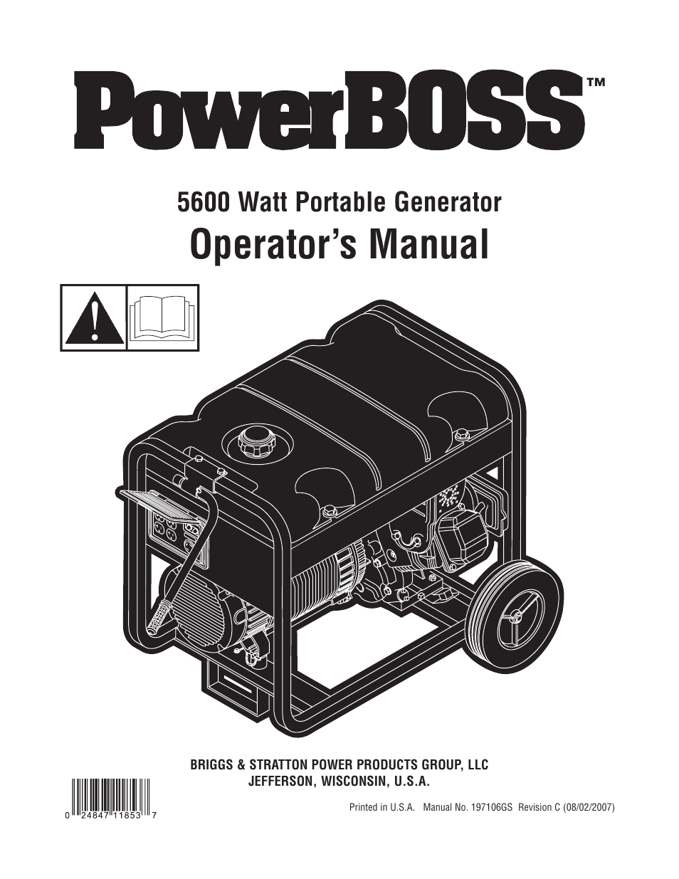 Briggs & Stratton PowerBoss 5600 Watt User Manual | 48 pages
