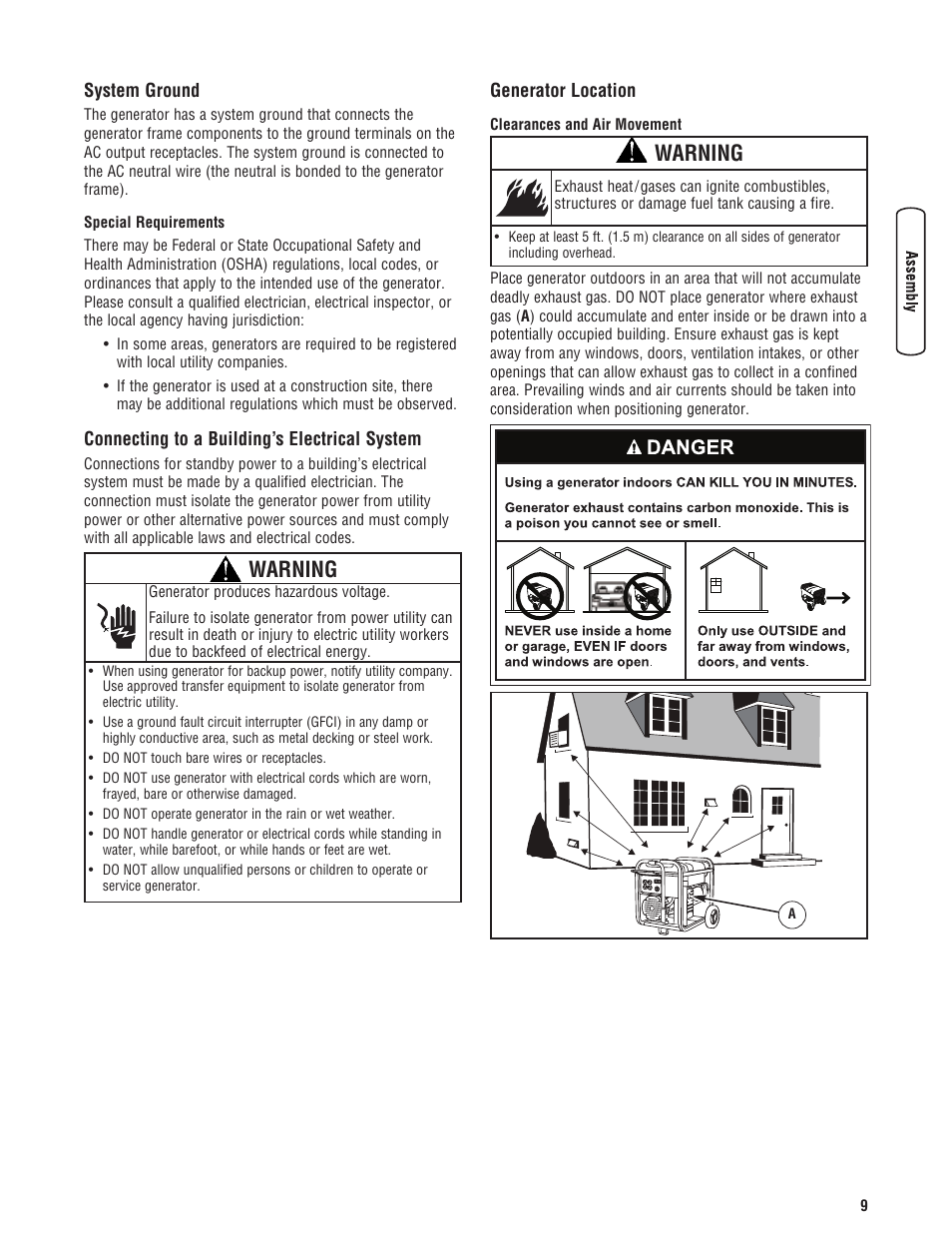 Warning | Briggs & Stratton PowerBoss 5600 Watt User Manual | Page 9 / 48