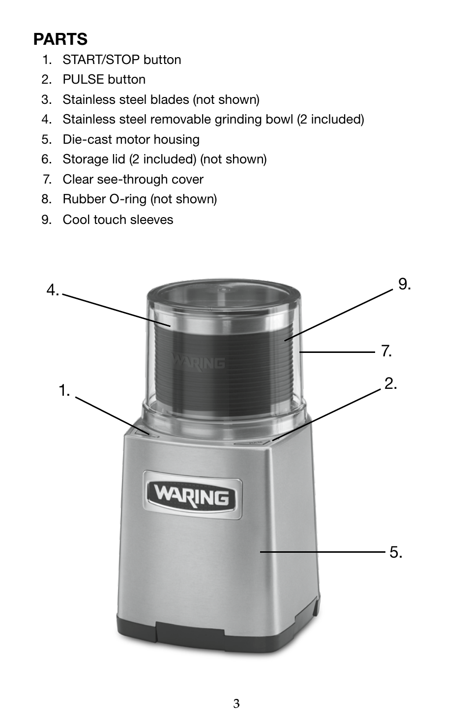 Waring WSG60 User Manual | Page 4 / 22