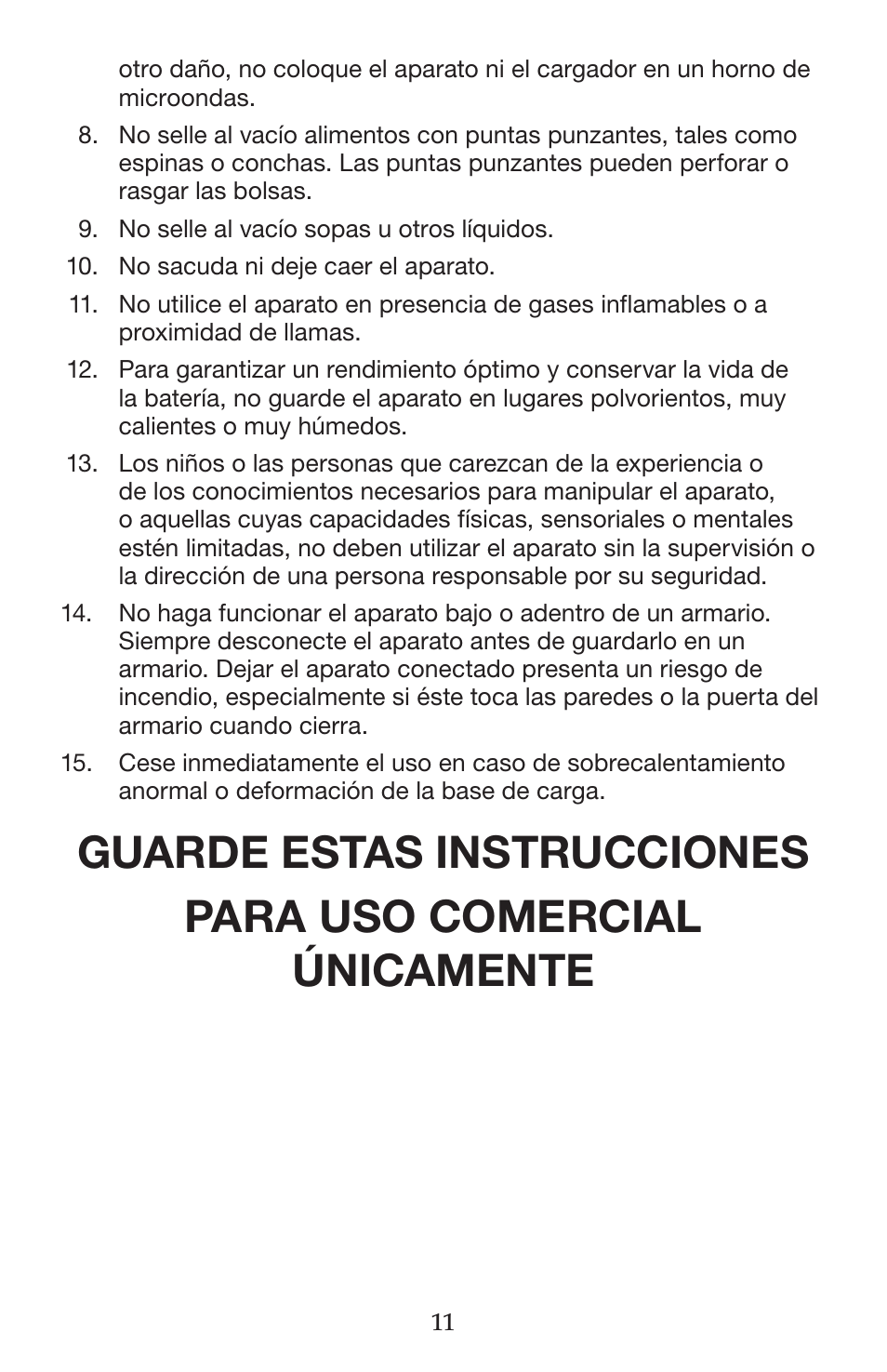 Waring WVS50 User Manual | Page 11 / 28