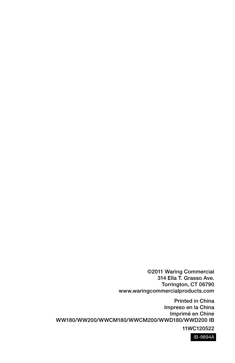 Waring WWD200 User Manual | Page 15 / 15