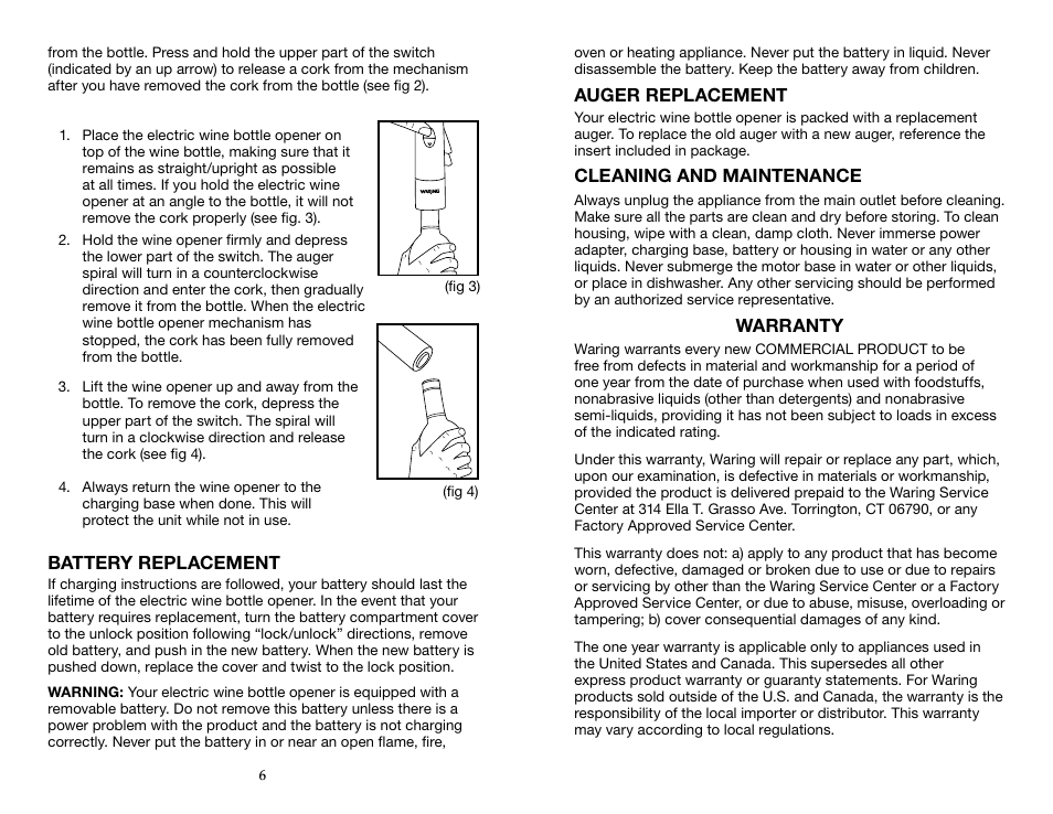 Waring WWO120 User Manual | Page 4 / 13