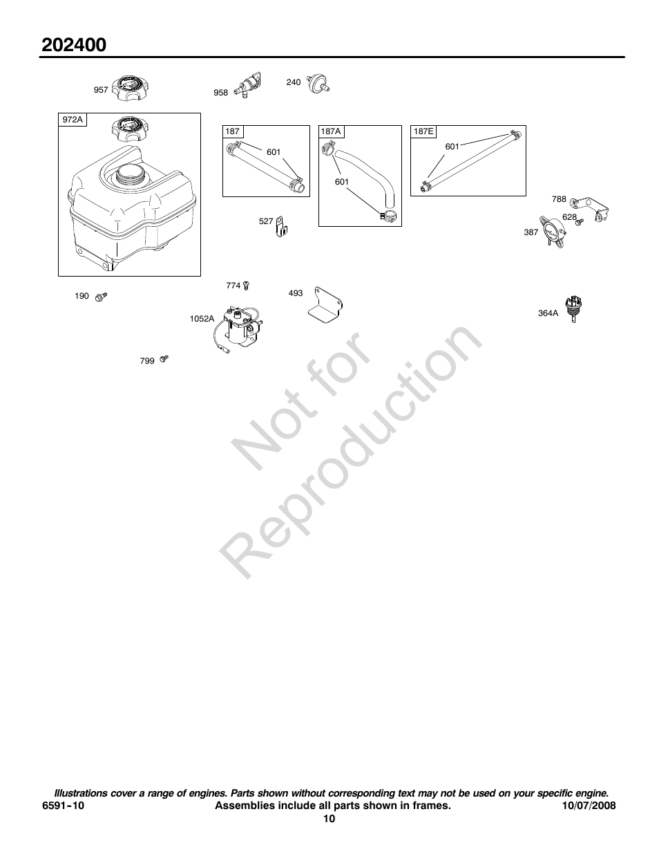Not for reproduction | Briggs & Stratton 202400 User Manual | Page 10 / 20