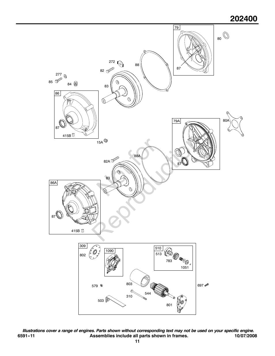 Not for reproduction | Briggs & Stratton 202400 User Manual | Page 11 / 20