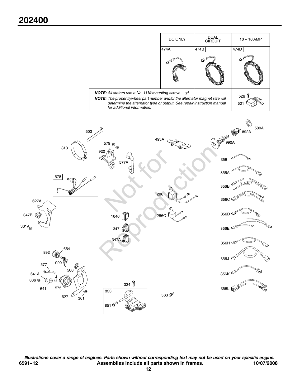 Not for reproduction | Briggs & Stratton 202400 User Manual | Page 12 / 20