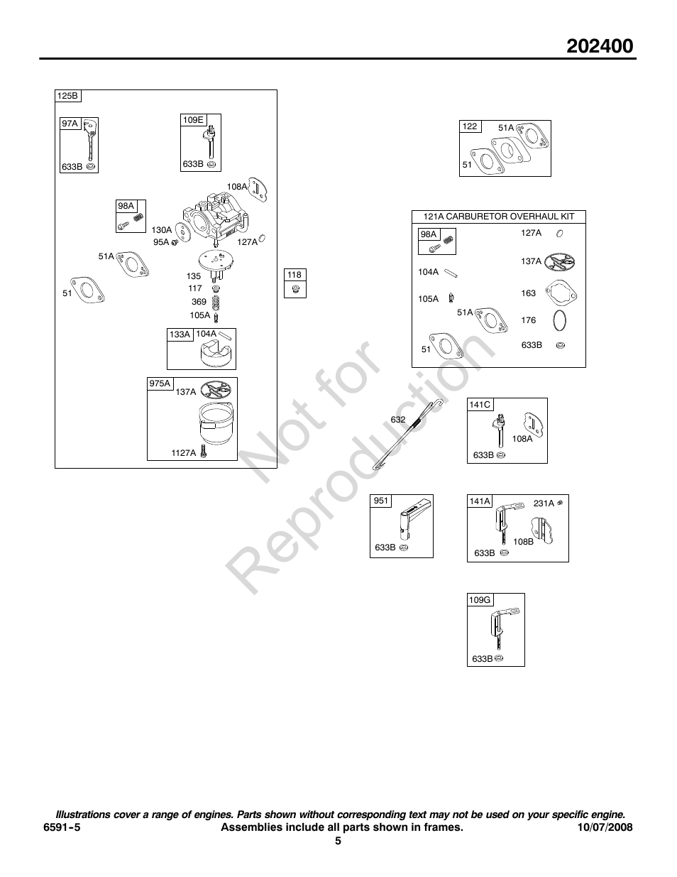 Not for reproduction | Briggs & Stratton 202400 User Manual | Page 5 / 20