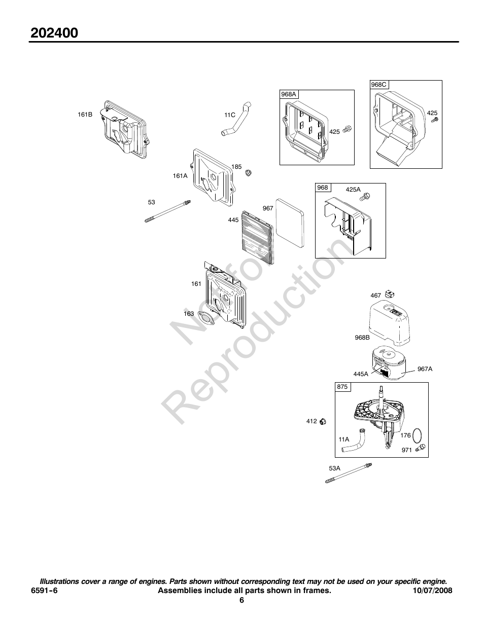 Not for reproduction | Briggs & Stratton 202400 User Manual | Page 6 / 20