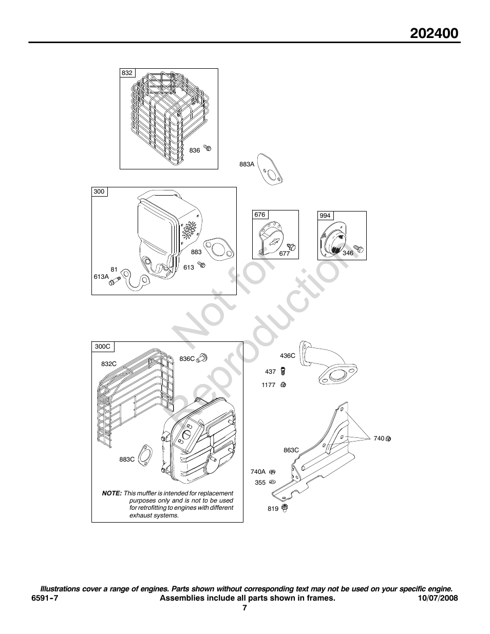 Not for reproduction | Briggs & Stratton 202400 User Manual | Page 7 / 20
