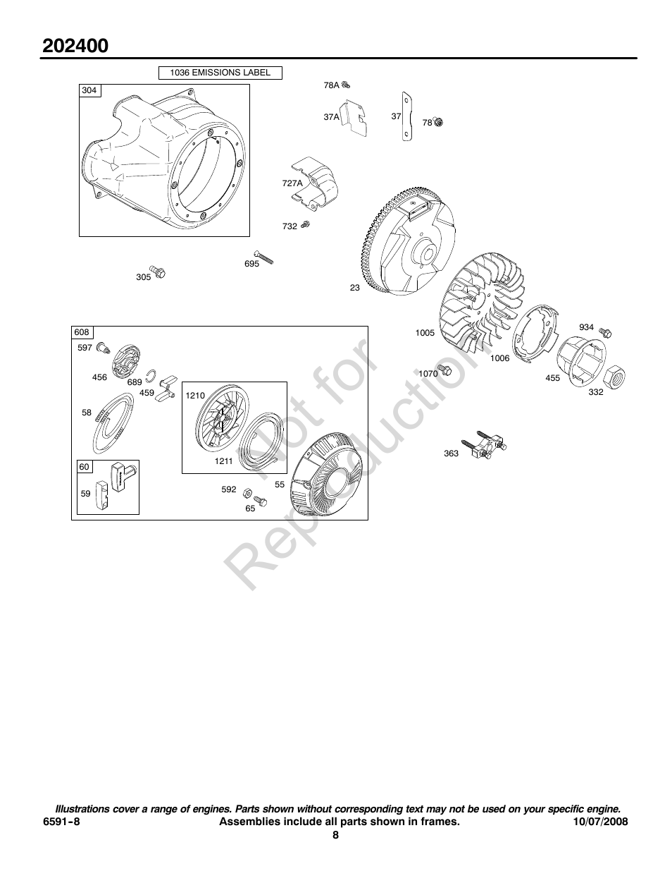 Not for reproduction | Briggs & Stratton 202400 User Manual | Page 8 / 20