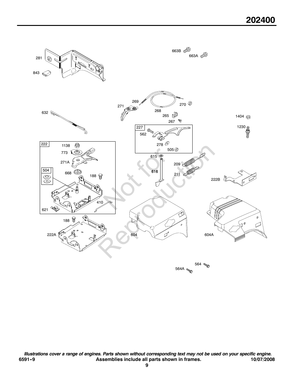 Not for reproduction | Briggs & Stratton 202400 User Manual | Page 9 / 20