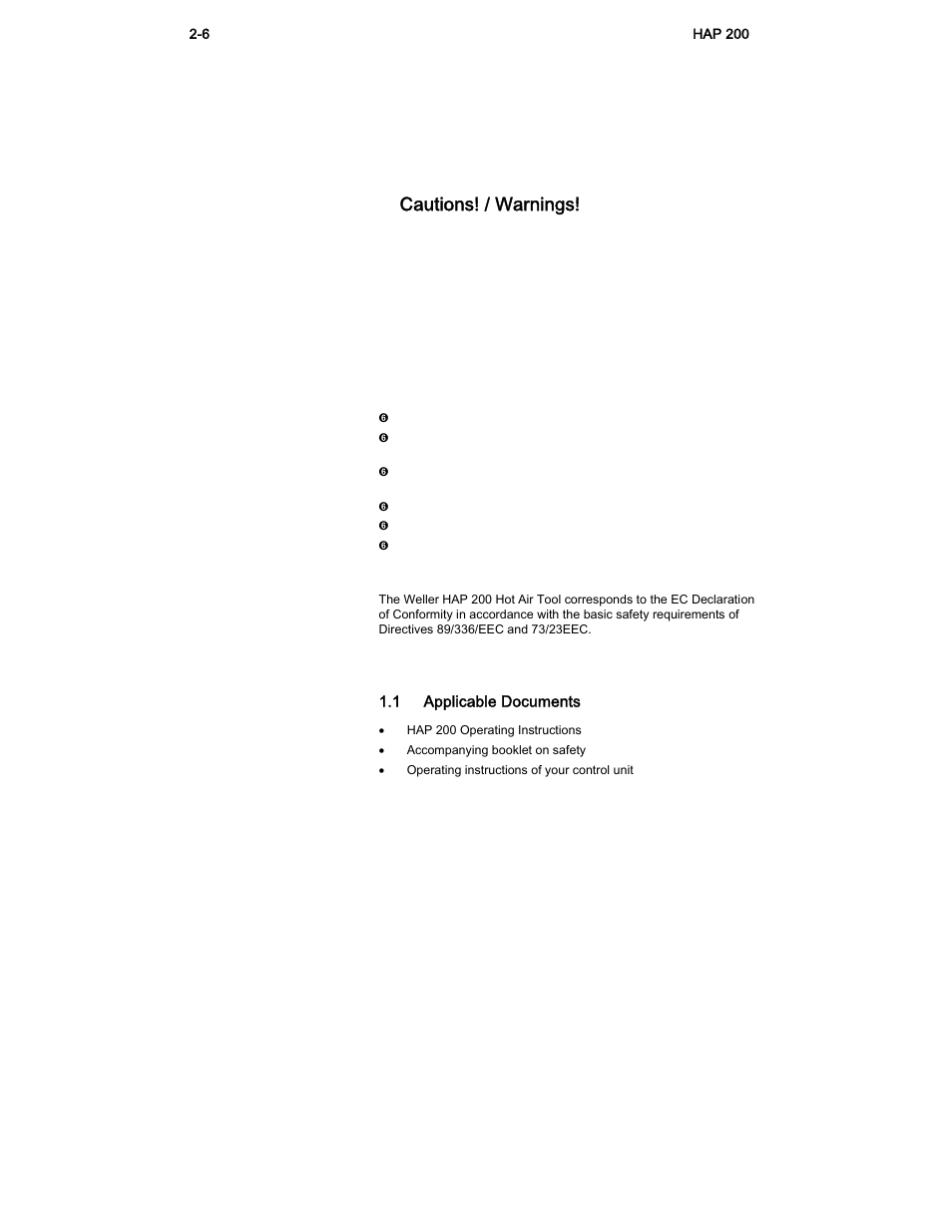 Cautions! / warnings | Weller HAP 200 User Manual | Page 2 / 6