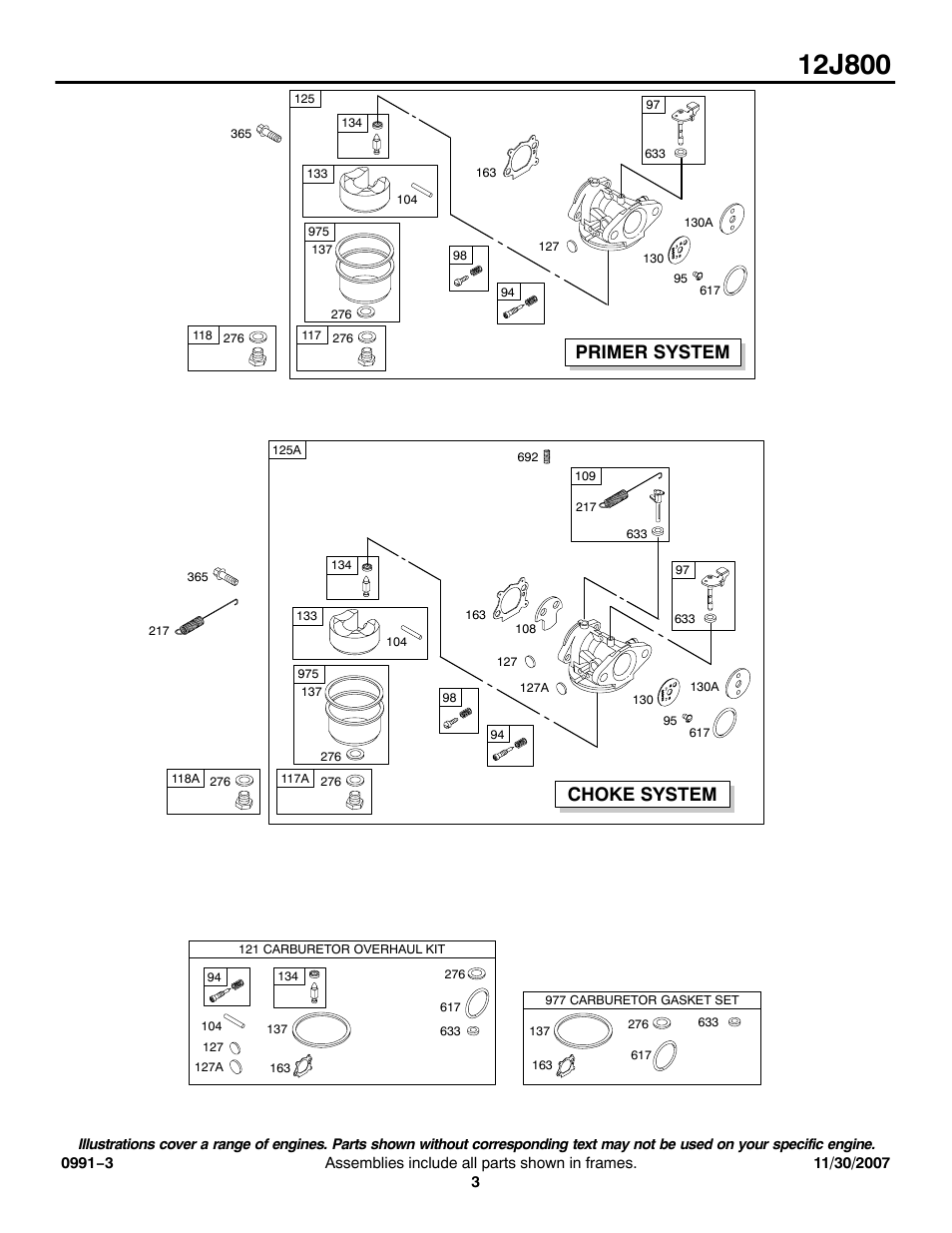 Choke system primer system | Briggs & Stratton 12J800 User Manual | Page 3 / 16