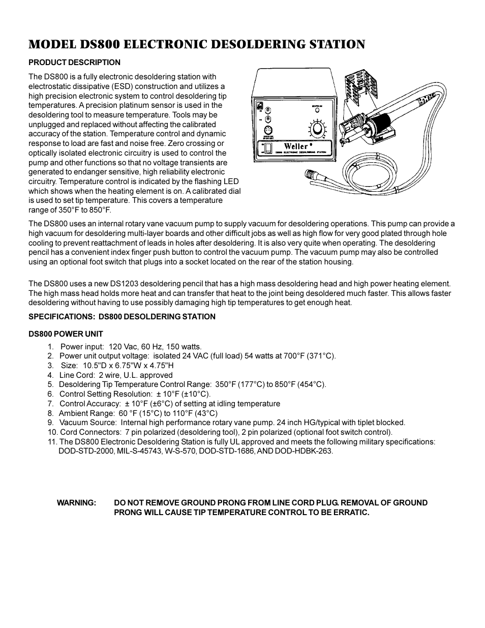 Weller DS800 User Manual | 4 pages