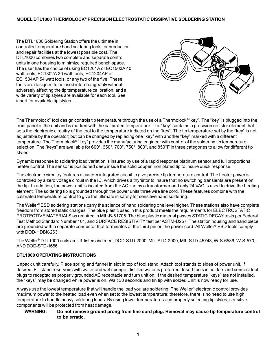 Weller DTL1000 User Manual | 3 pages