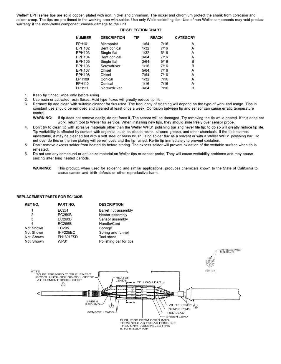 Weller EC1302B User Manual | Page 2 / 2
