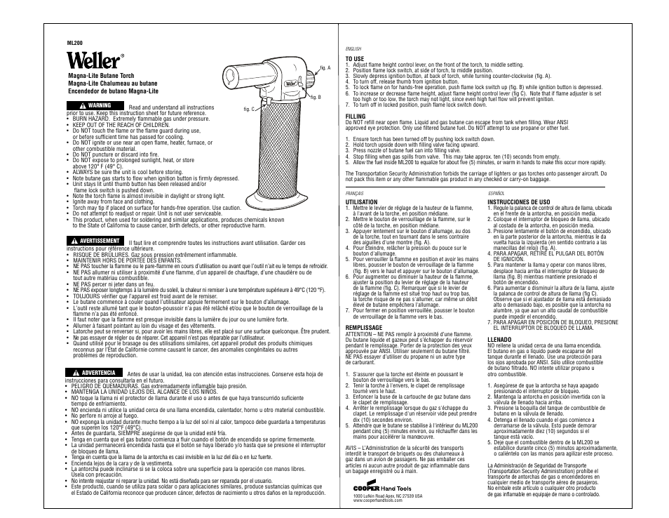 Weller ML200 User Manual | 1 page