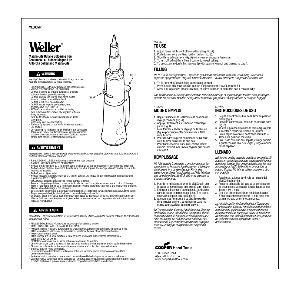 Weller ML500MP User Manual | 1 page