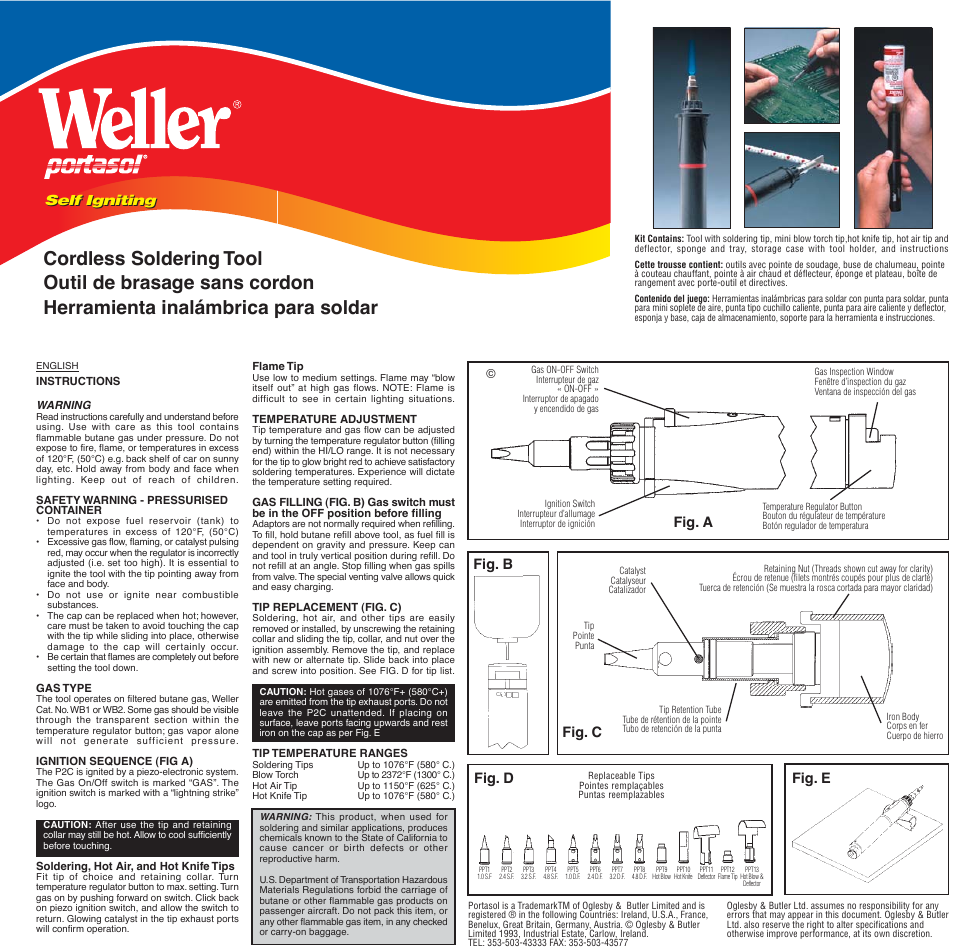 Weller Cordless Soldering Tool User Manual | 2 pages