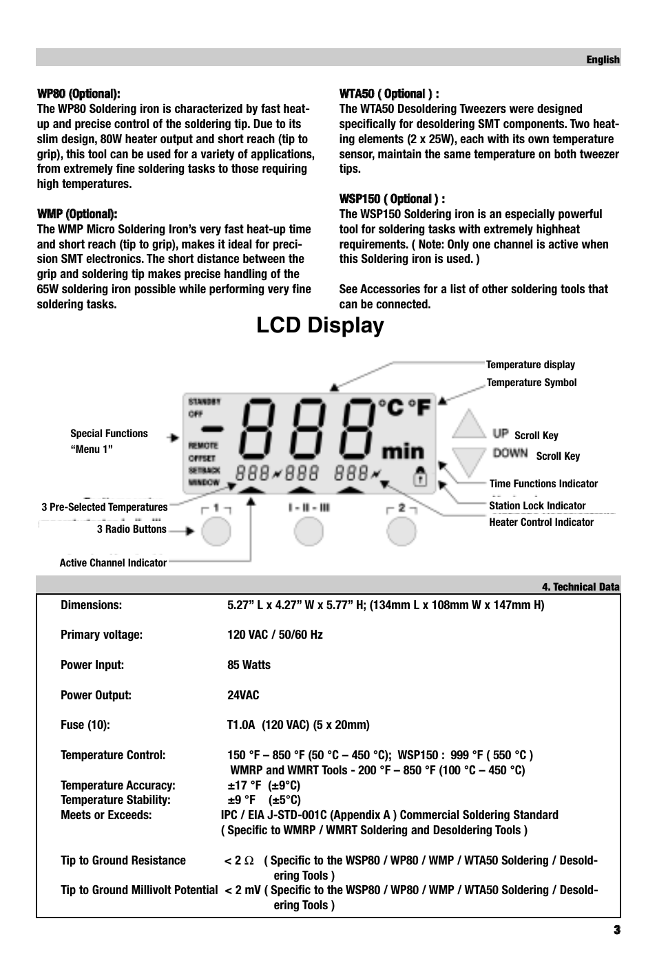 Lcd display | Weller WD2000M User Manual | Page 5 / 22