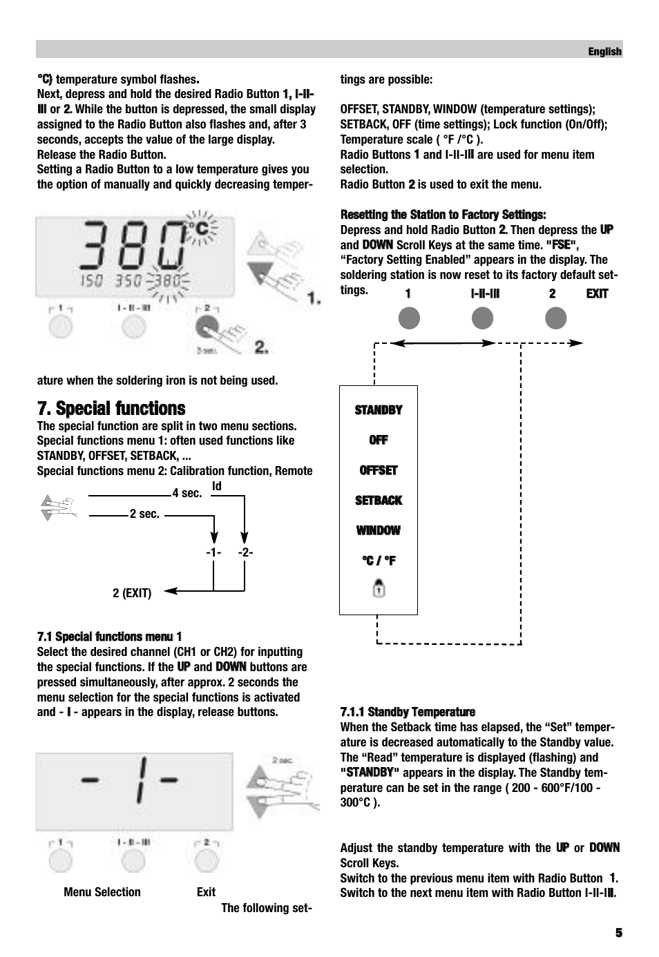 Ssppeecciiaall ffuunnccttiioonnss | Weller WD2000M User Manual | Page 7 / 22