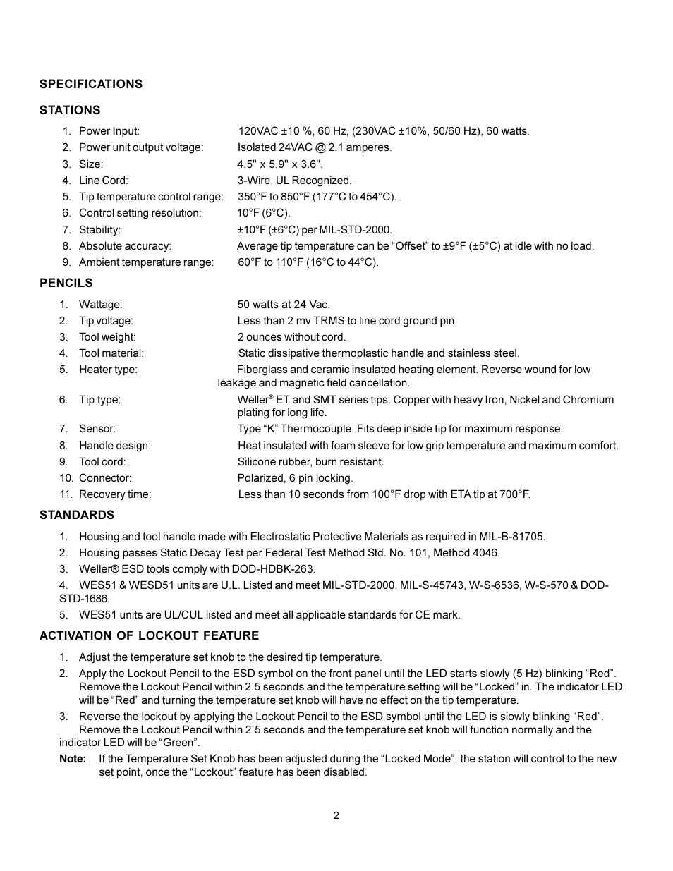 Weller WES51 User Manual | Page 2 / 7