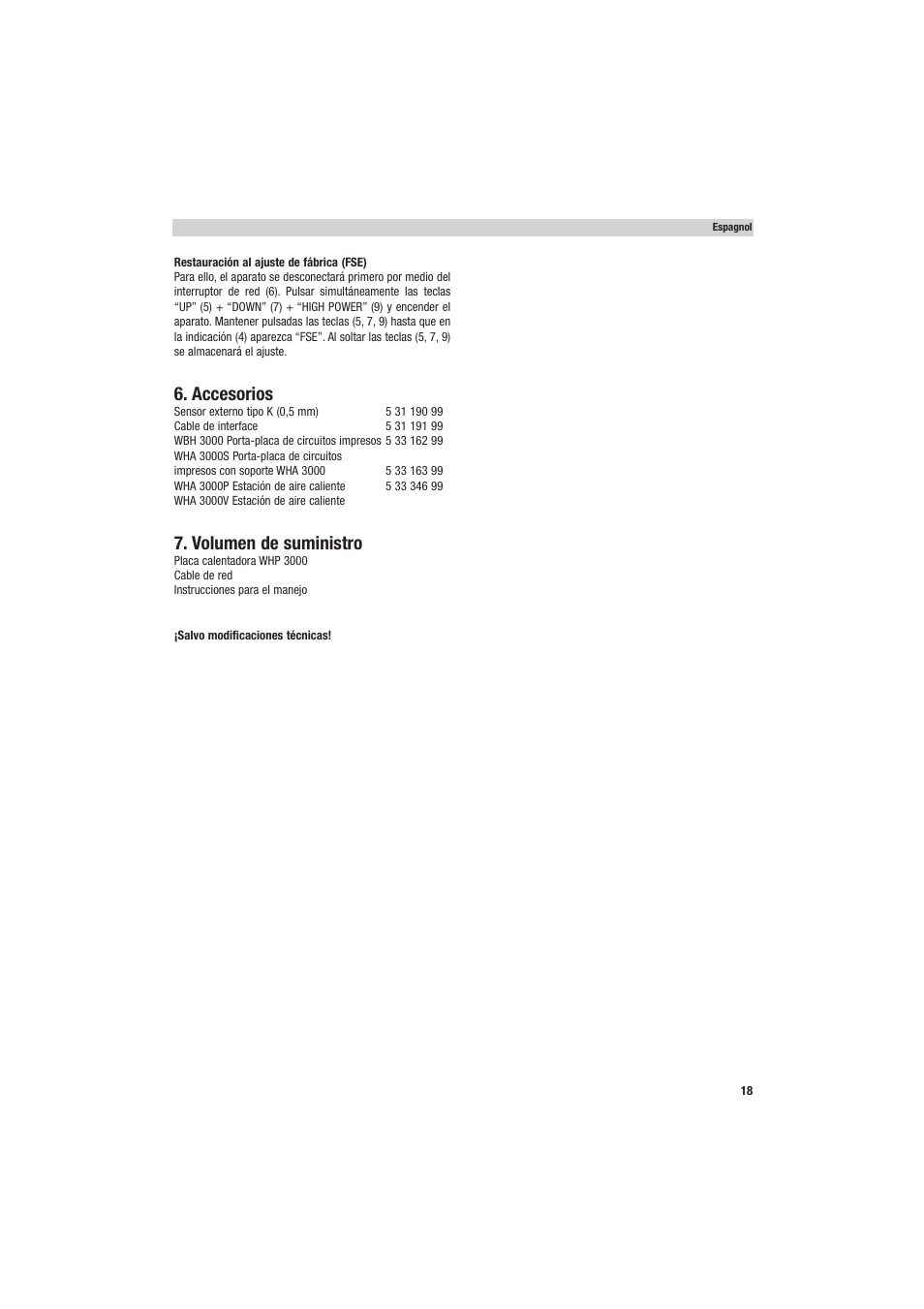 Accesorios, Volumen de suministro | Weller WHP 3000 User Manual | Page 23 / 37