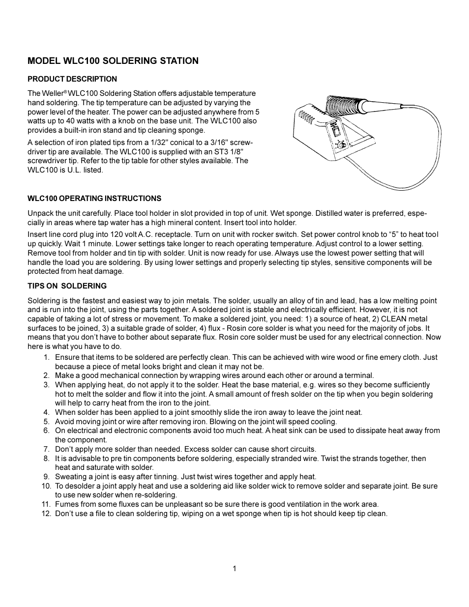 Weller WLC100 User Manual | 3 pages