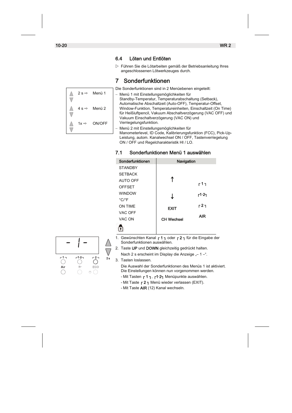 7 sonderfunktionen | Weller WR2 User Manual | Page 10 / 65