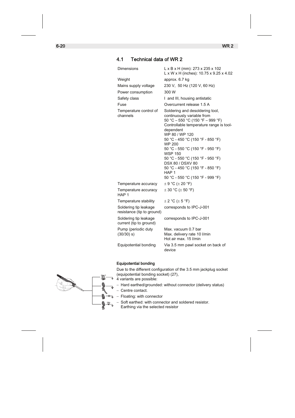 1 technical data of wr 2 | Weller WR2 User Manual | Page 26 / 65