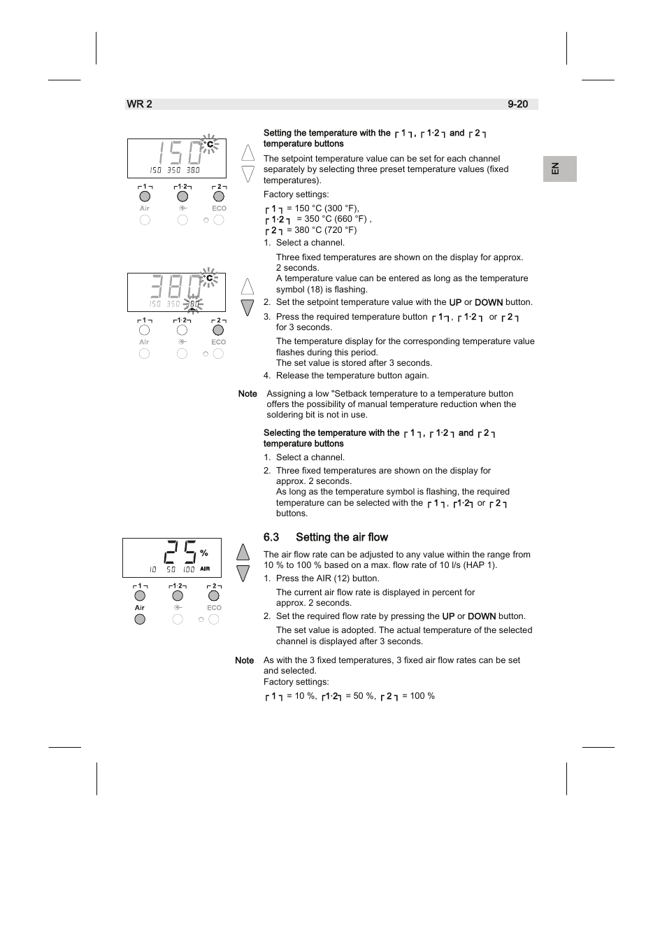 3 setting the air flow | Weller WR2 User Manual | Page 29 / 65