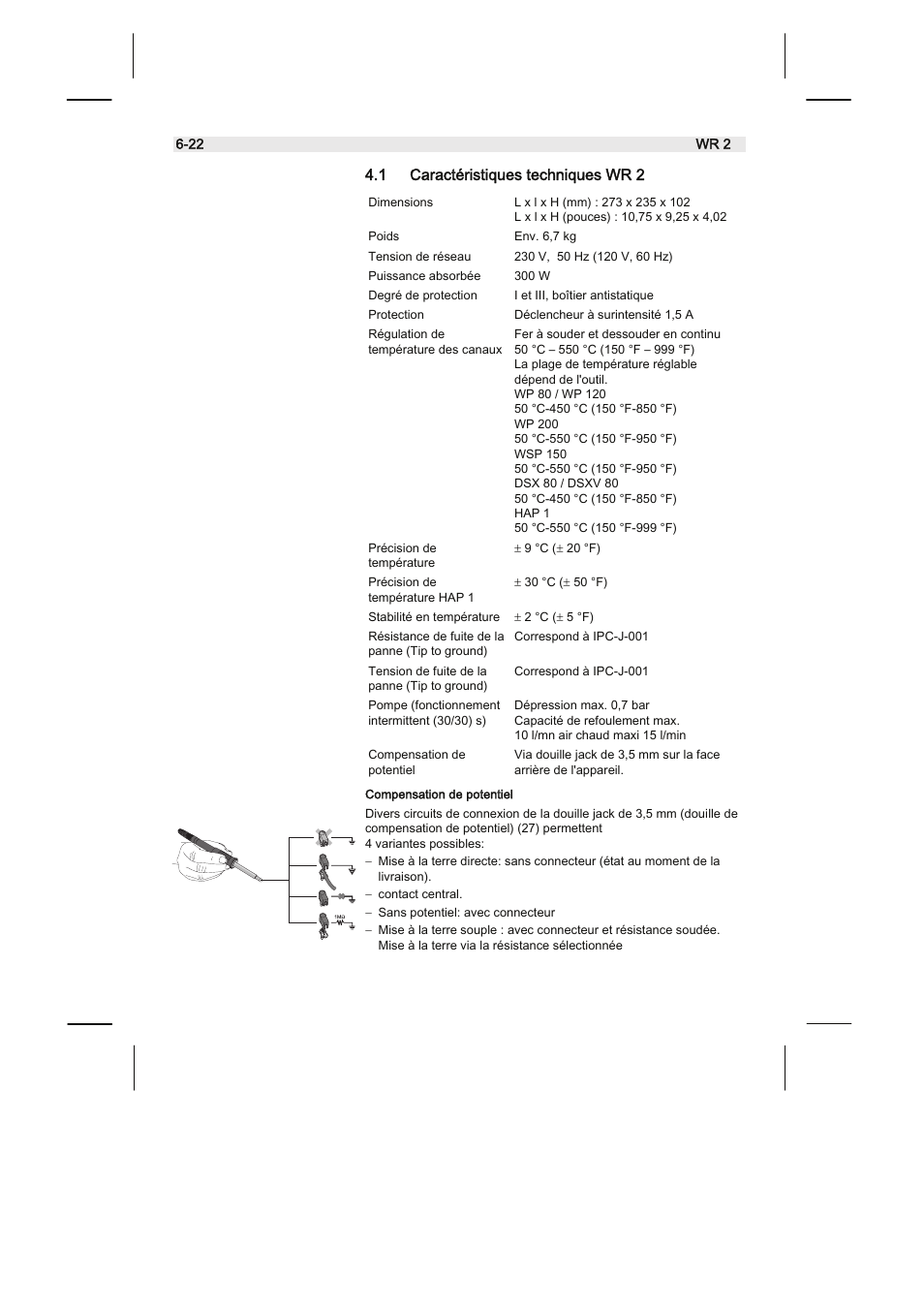 1 caractéristiques techniques wr 2 | Weller WR2 User Manual | Page 46 / 65