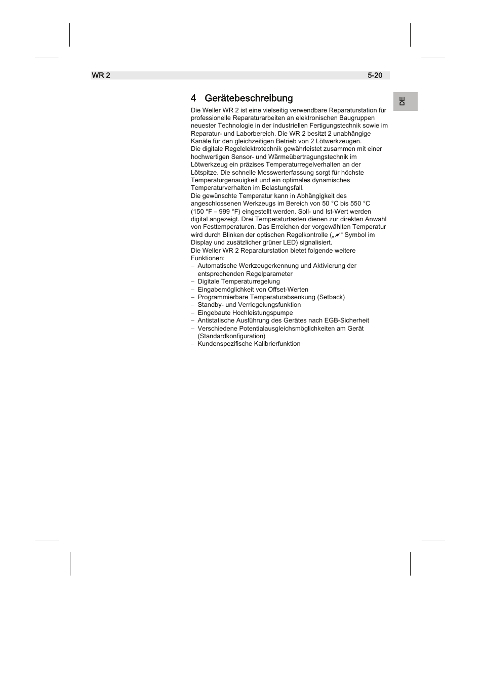 4 gerätebeschreibung | Weller WR2 User Manual | Page 5 / 65