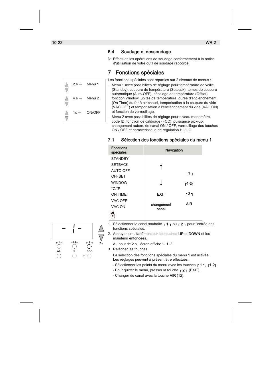 7 fonctions spéciales | Weller WR2 User Manual | Page 50 / 65