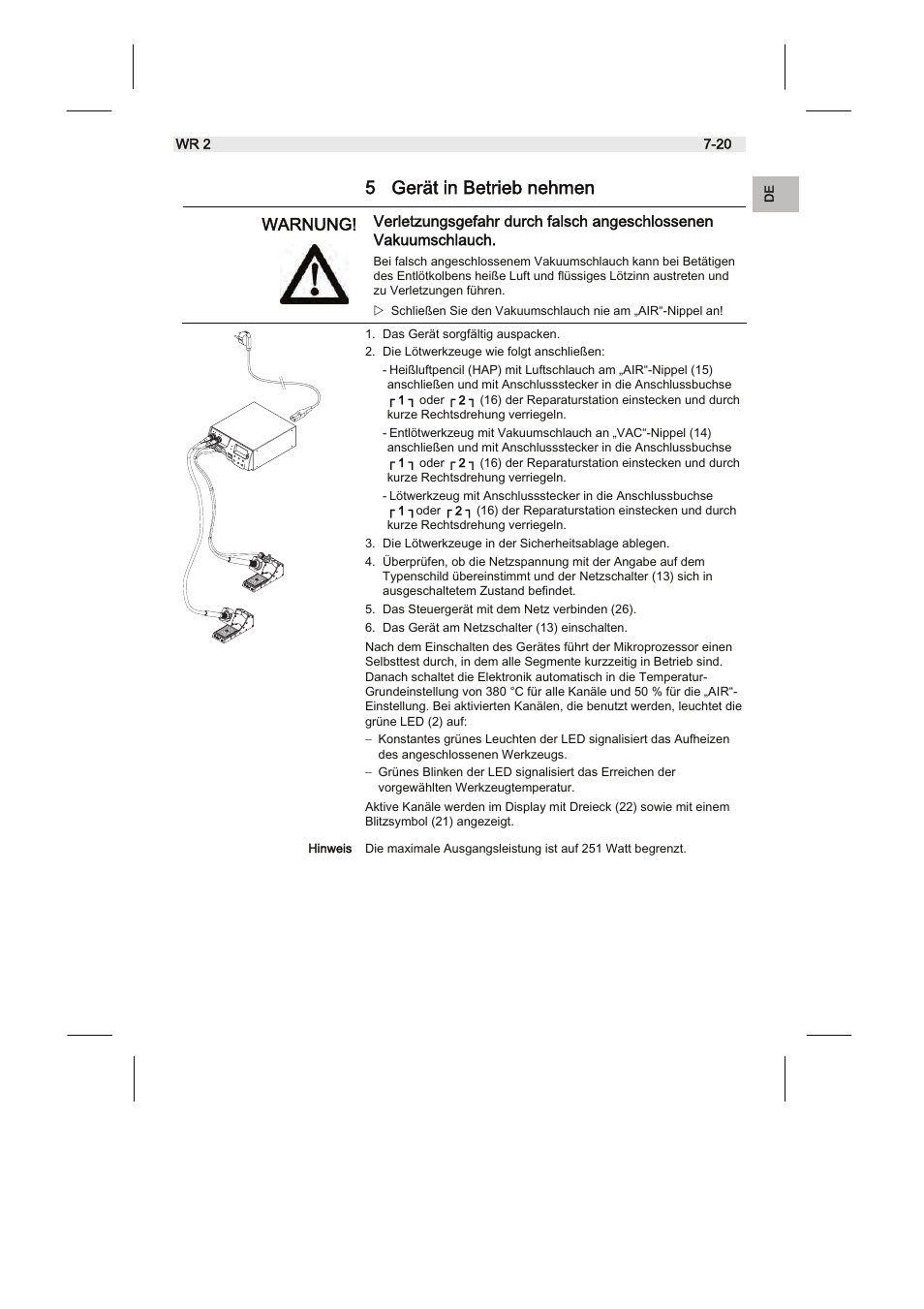 5 gerät in betrieb nehmen | Weller WR2 User Manual | Page 7 / 65