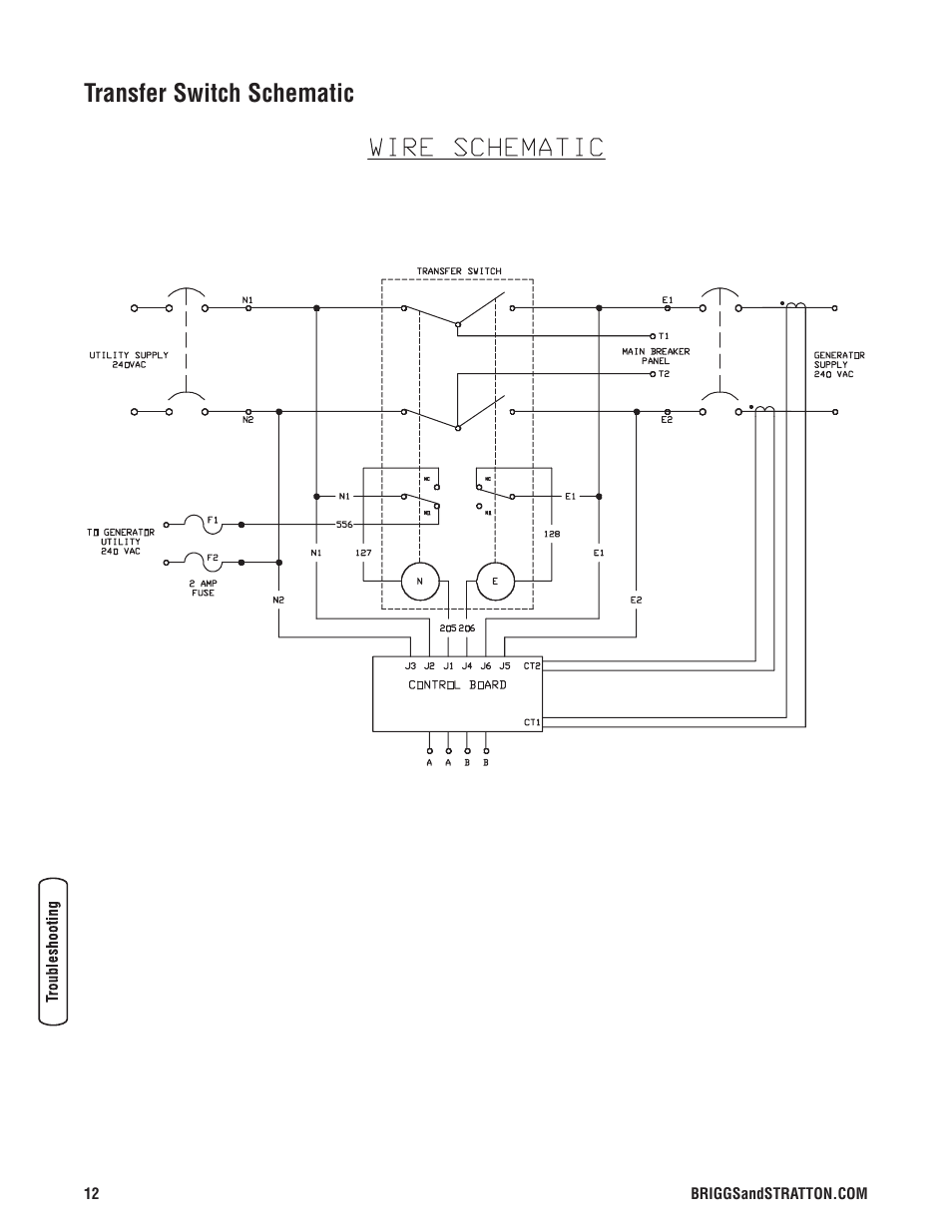 Transfer switch schematic | Briggs & Stratton Portable Generator User Manual | Page 12 / 40