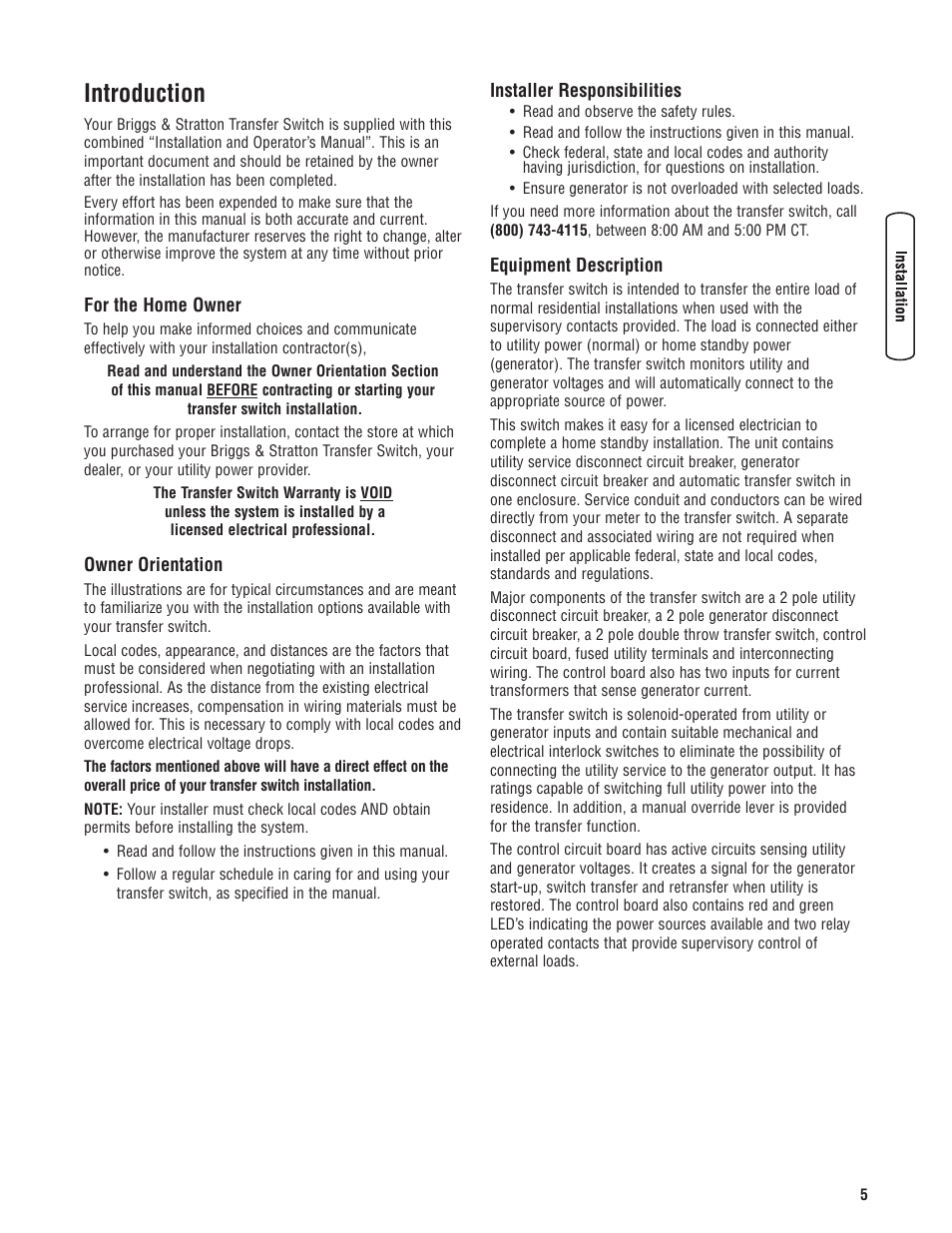 Introduction | Briggs & Stratton Portable Generator User Manual | Page 5 / 40