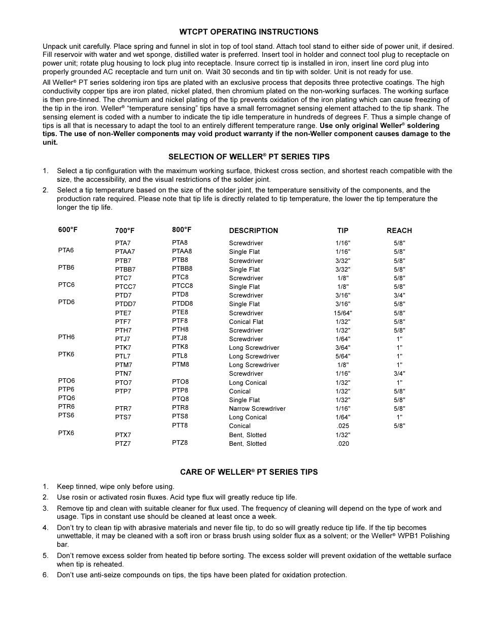 Weller WTCPT User Manual | Page 2 / 4