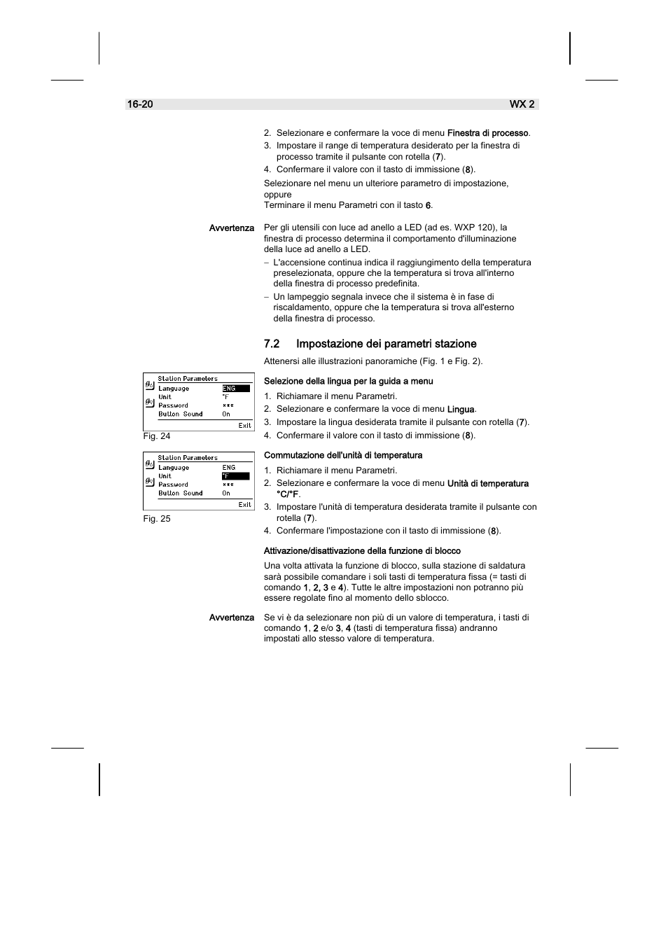 2 impostazione dei parametri stazione | Weller WX2 User Manual | Page 100 / 128