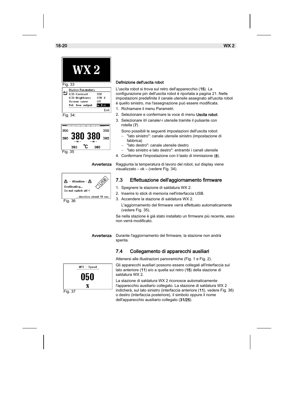 3 effettuazione dell'aggiornamento firmware, 4 collegamento di apparecchi ausiliari | Weller WX2 User Manual | Page 102 / 128