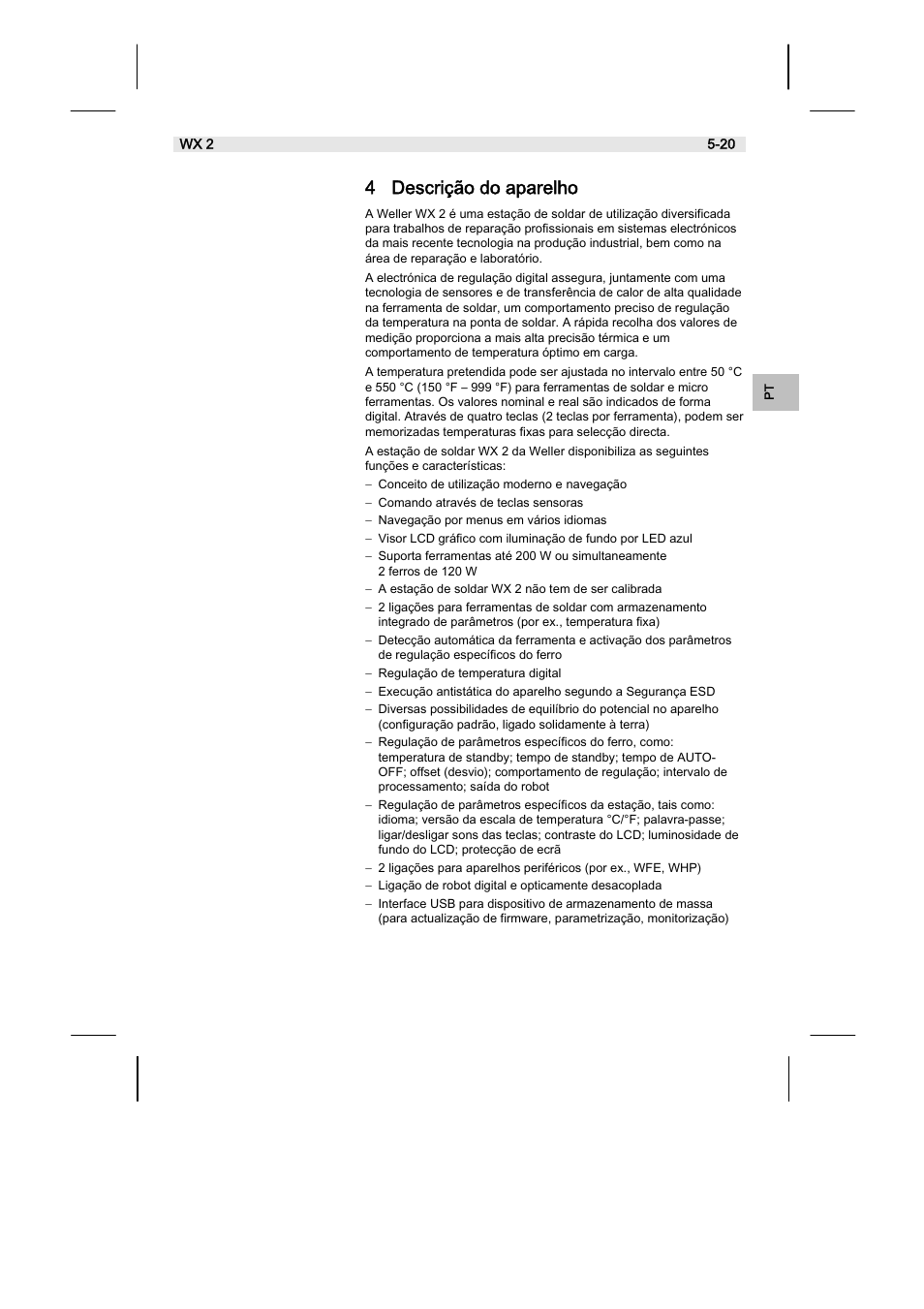 4 descrição do aparelho | Weller WX2 User Manual | Page 109 / 128