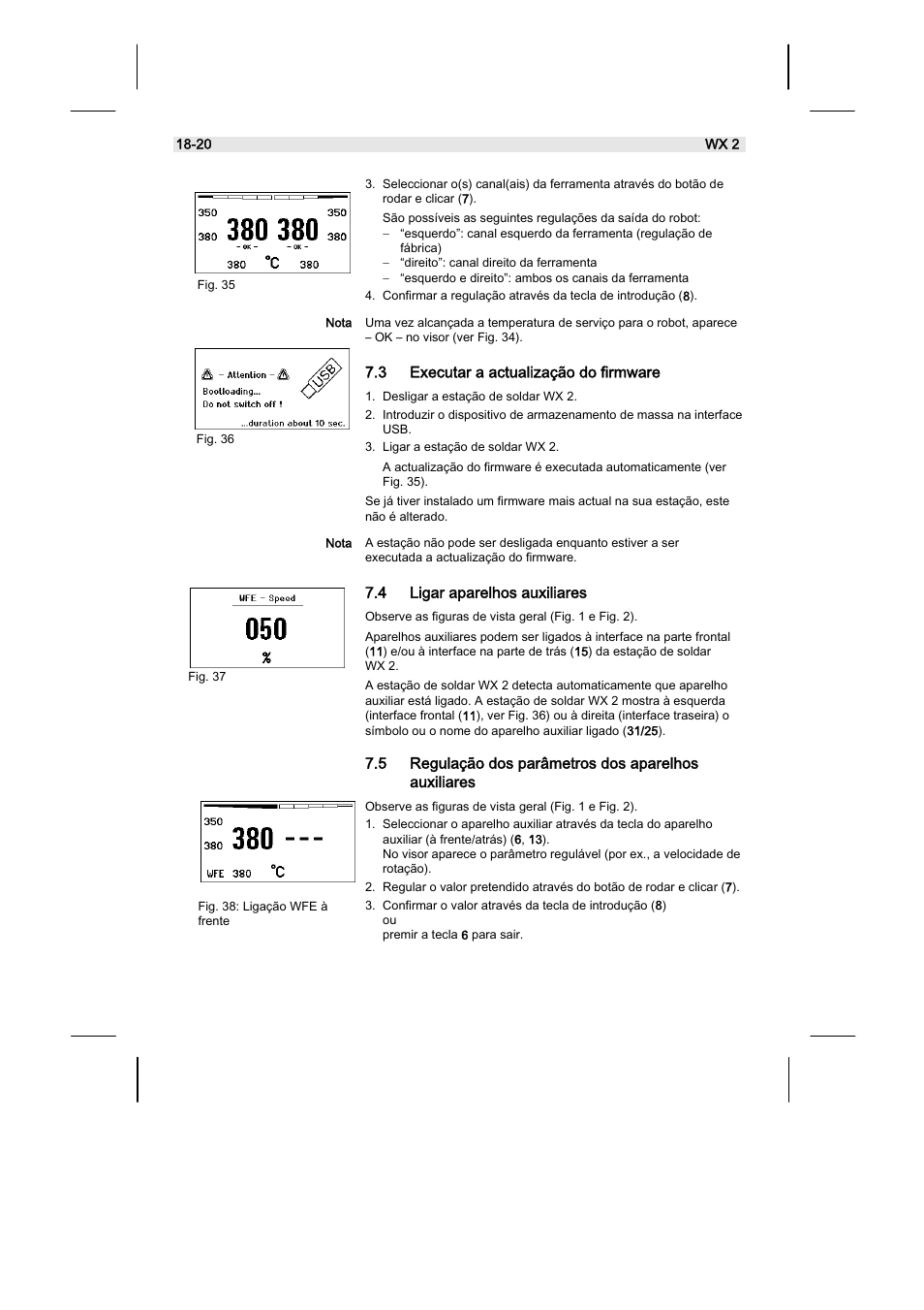 3 executar a actualização do firmware, 4 ligar aparelhos auxiliares | Weller WX2 User Manual | Page 122 / 128